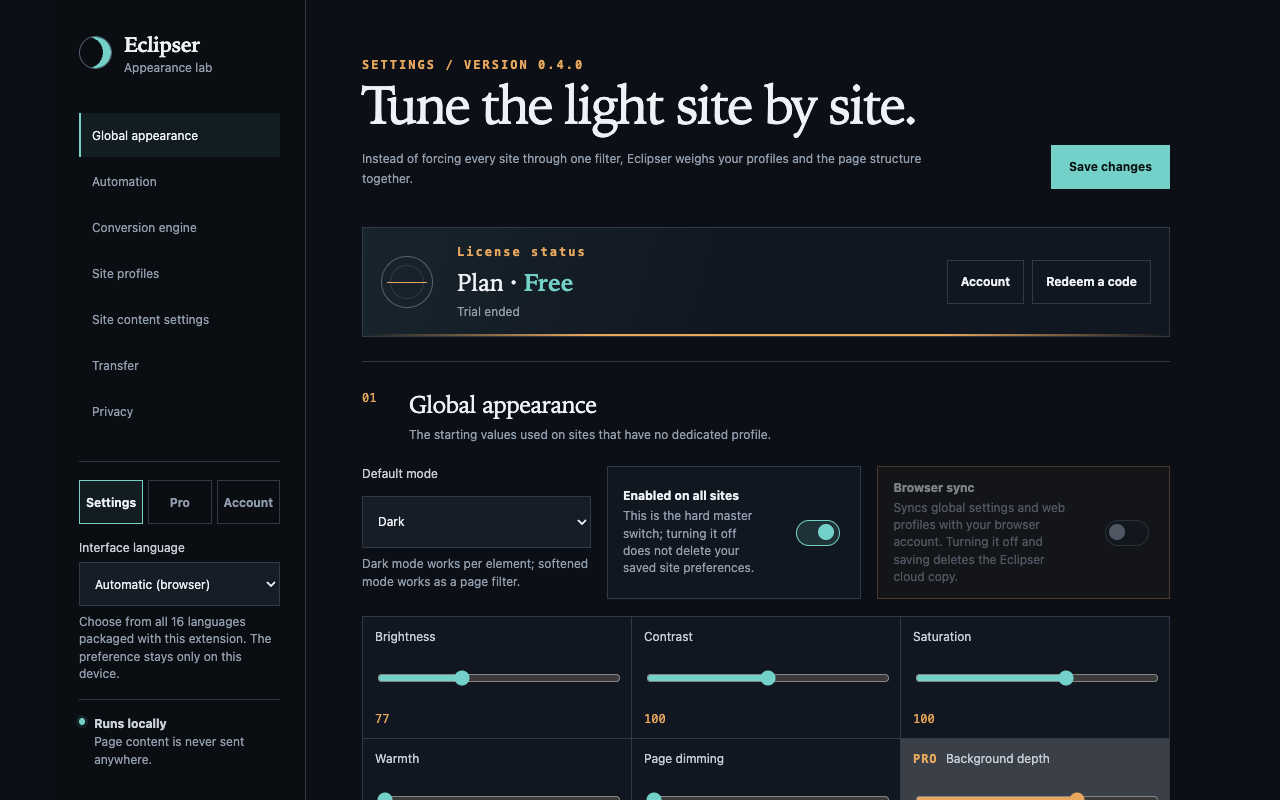 Activar o desactivar todos los efectos de color, texto y multimedia en un sitio sin cambiar los demás sitios.